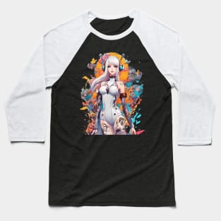 Ethereal Shadows Enigmatic Emo Goth Anime Girl Baseball T-Shirt